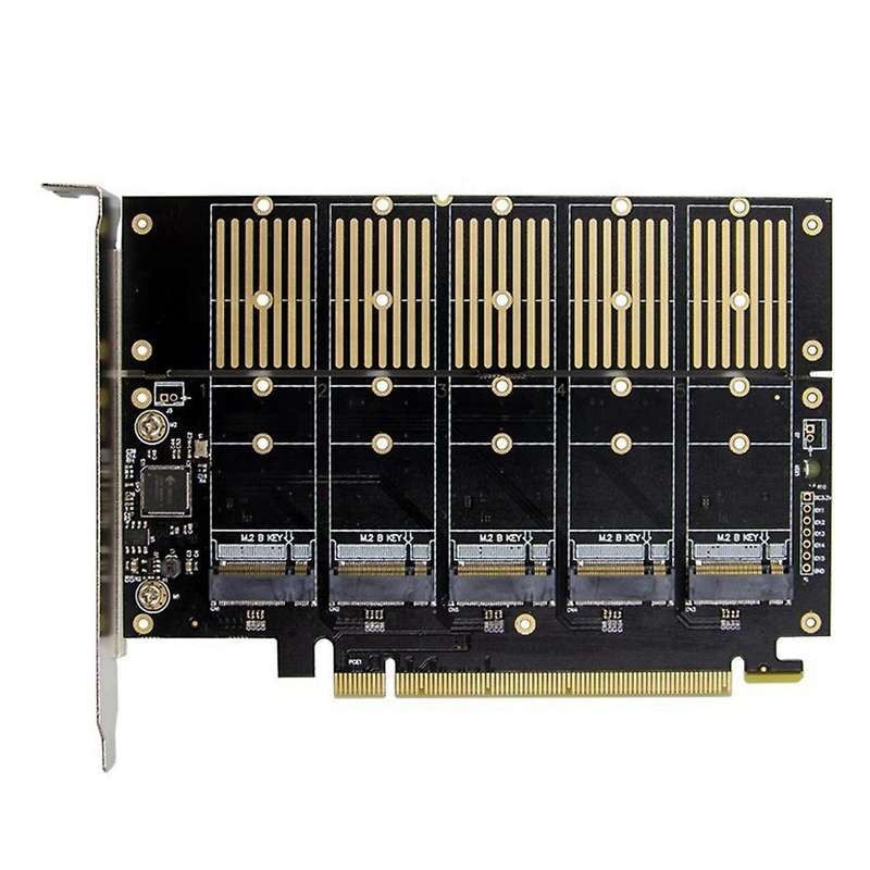 Pcie Gen3 X16 to 5 Ports M.2 Ngff B-key Sata 6gbps Adapter Expansion