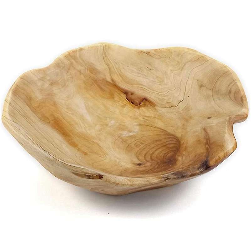 Wooden Fruit Salad Serving Bowl Hand-carved Root Bowls 25-29cm
