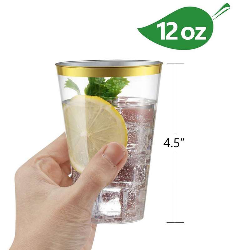 Gold Plastic Party Cups Disposable Wine Cups -gold Rim