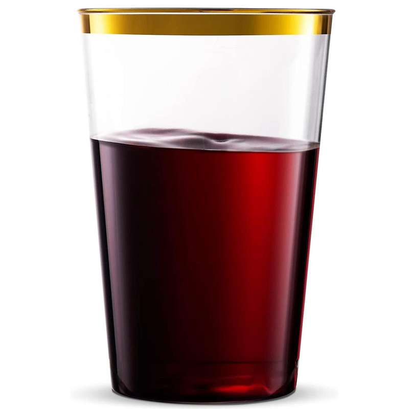 Gold Plastic Party Cups Disposable Wine Cups -gold Rim