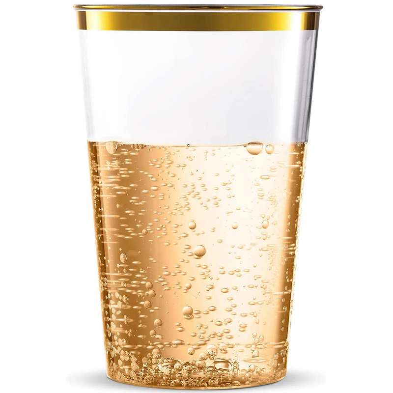 Gold Plastic Party Cups Disposable Wine Cups -gold Rim