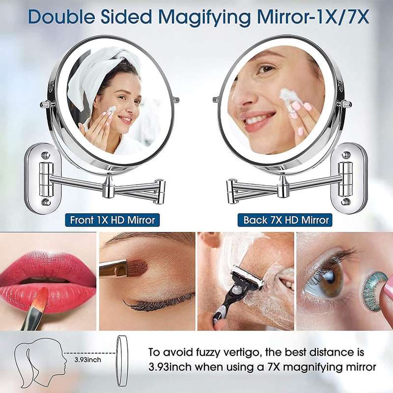 Wall Mounted Vanity Bathroom Bath Makeup Mirror