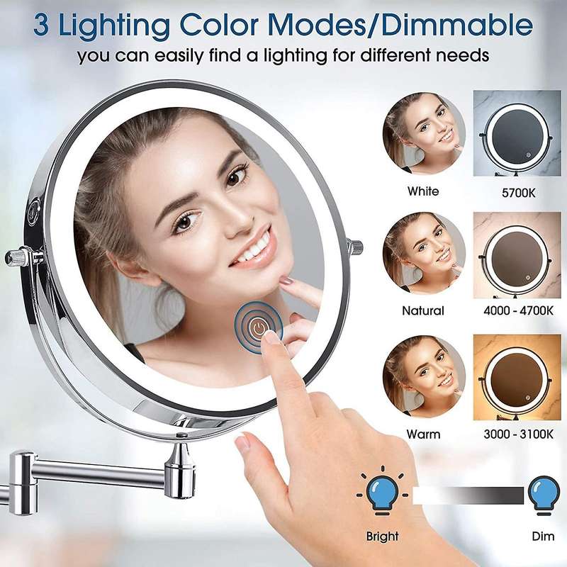 Wall Mounted Vanity Bathroom Bath Makeup Mirror
