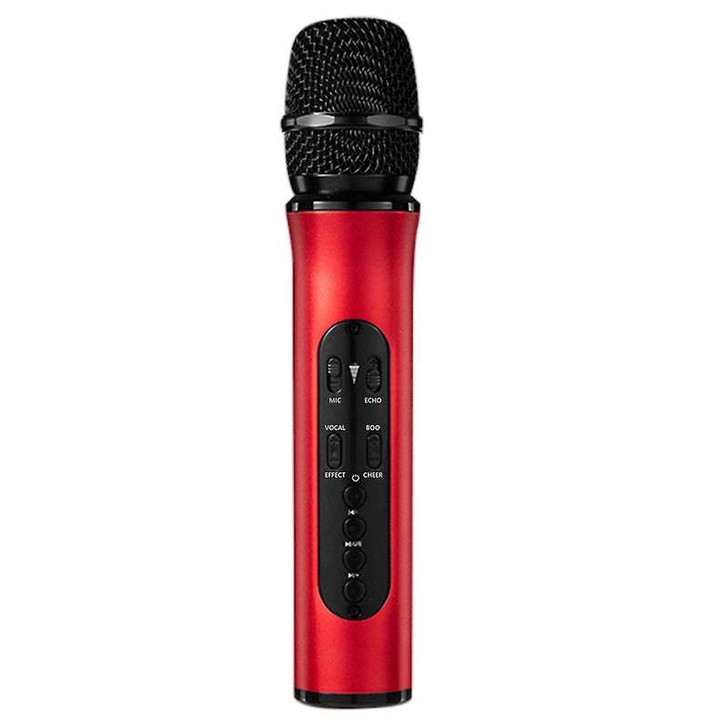 Bluetooth Karaoke Mic Dual Speake for Pc Iphone Android Red