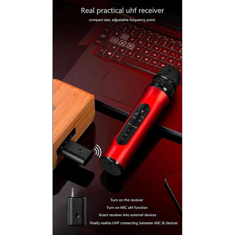 Bluetooth Karaoke Mic Dual Speake for Pc Iphone Android Pink
