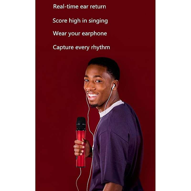 Bluetooth Karaoke Mic Dual Speake for Pc Iphone Android Pink