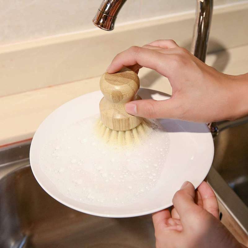 20 Pcs Bamboo Dish Brush,coconut Bristles Pot Brushes ,2 Colors