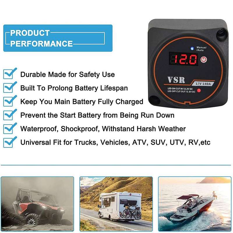 Digital Display 12v 140a Dual Battery Smart Isolator Voltage