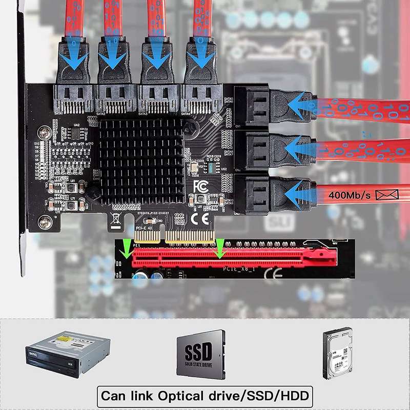 Pcie to Sata Expansion Card, Sata Pci Express Serial Adapter Card