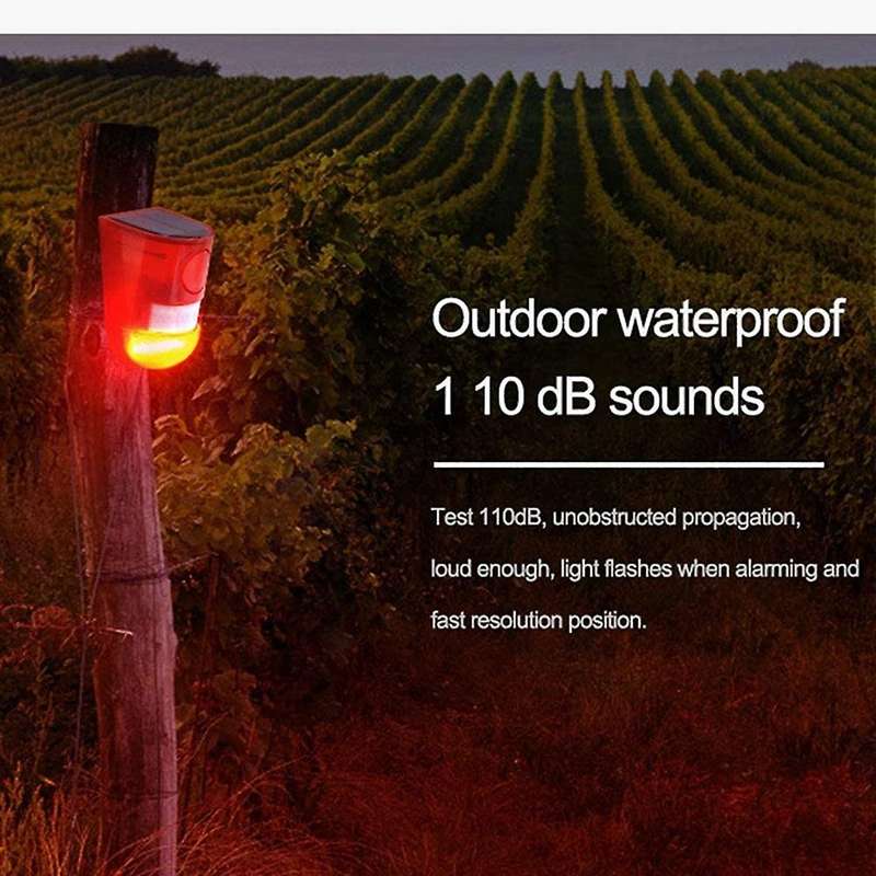 Solar Light Rechargeable Waterproof Led Alarm with Motion Sensor