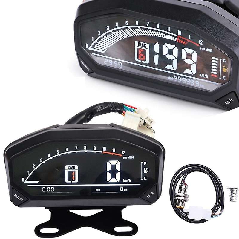 Motorcycle Digital Lcd Speedometer W/bracket for 1,2,4 Cylinders