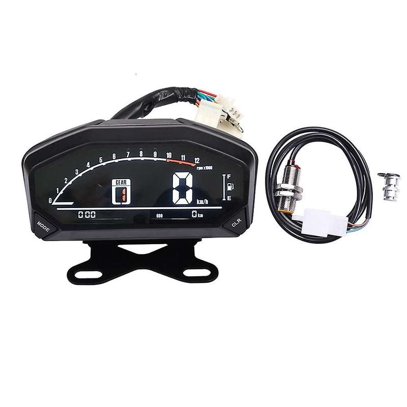 Motorcycle Digital Lcd Speedometer W/bracket for 1,2,4 Cylinders