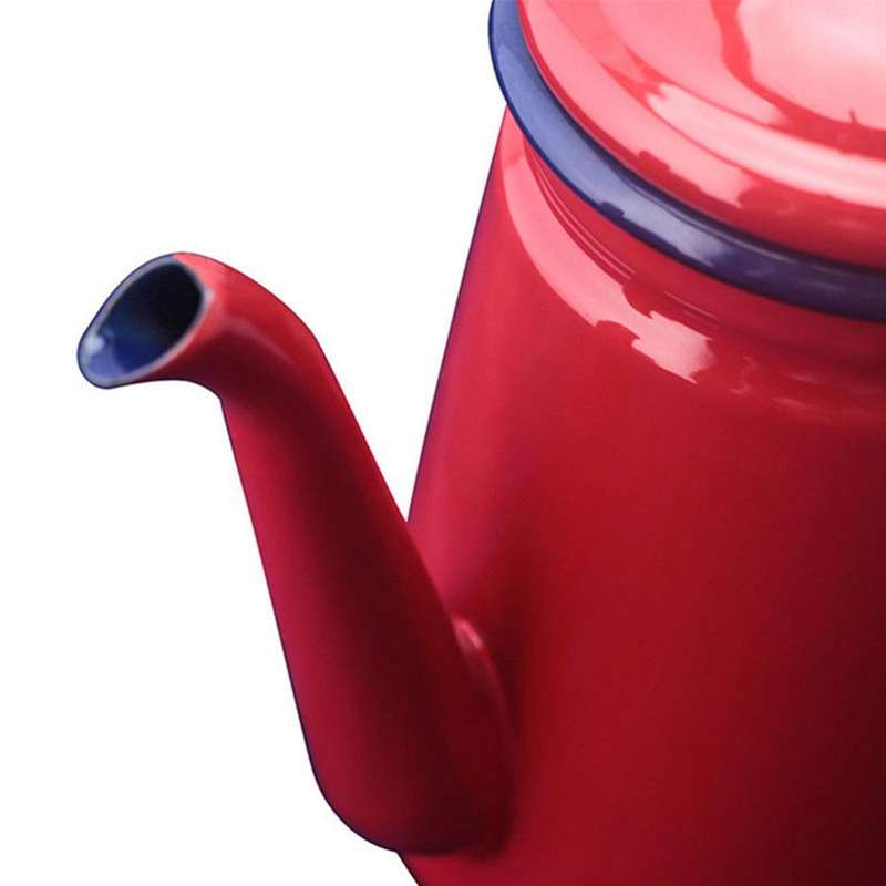 2x 1.1l High-grade Enamel Coffee Pot Pour Over Milk Water Jug Red