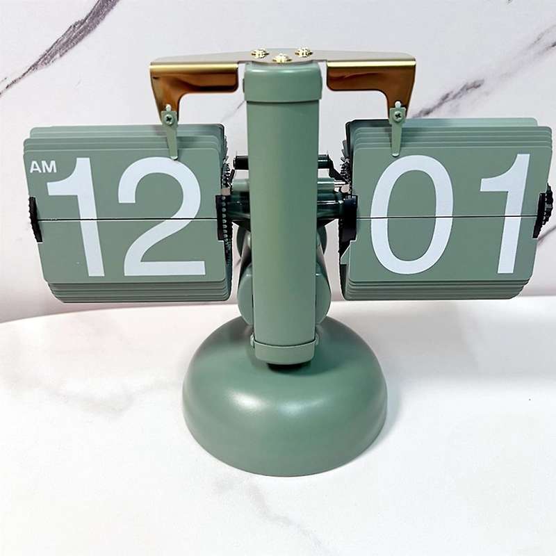 Flip Desk Clock - Home Office School Decoration, Green