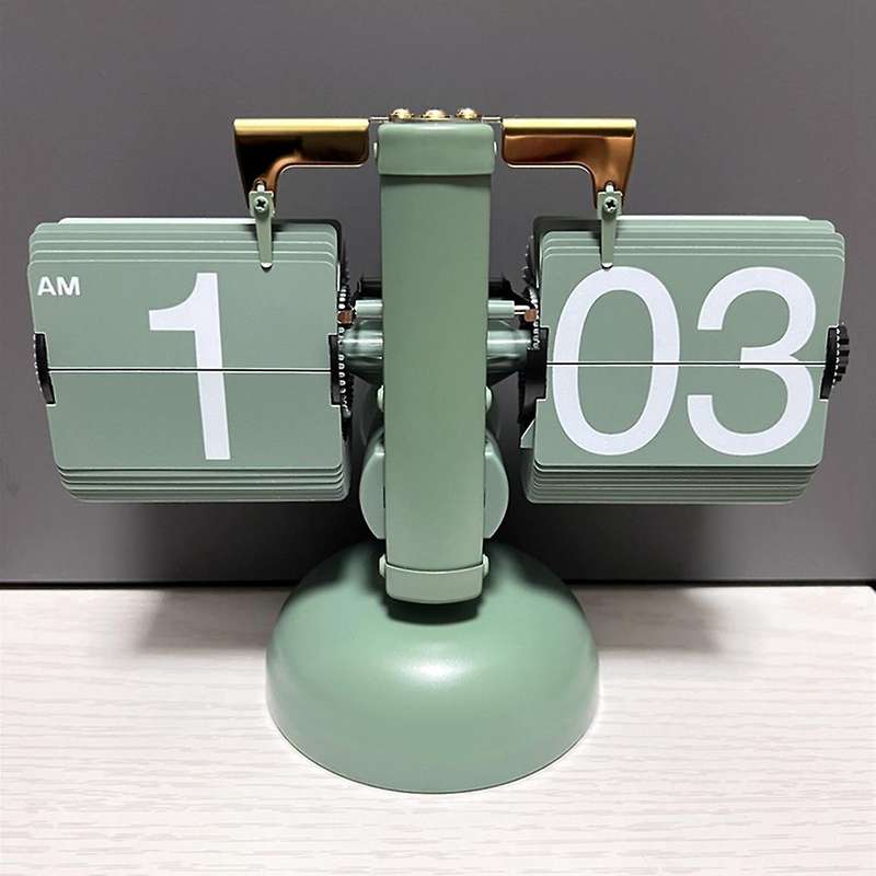 Flip Desk Clock - Home Office School Decoration, Green