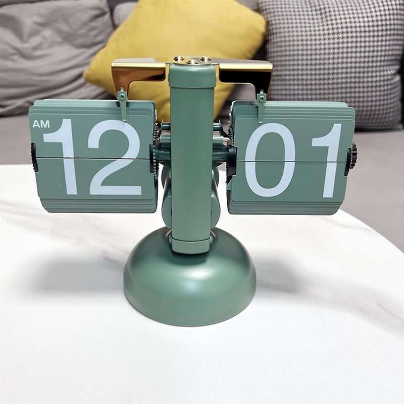 Flip Desk Clock - Home Office School Decoration, Green