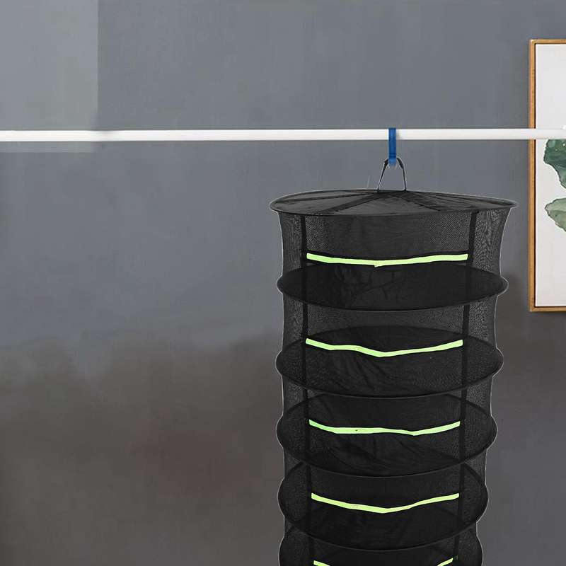 2x 6 Layers Hanging Basket with Zipper Folding Dry Rack Drying Net
