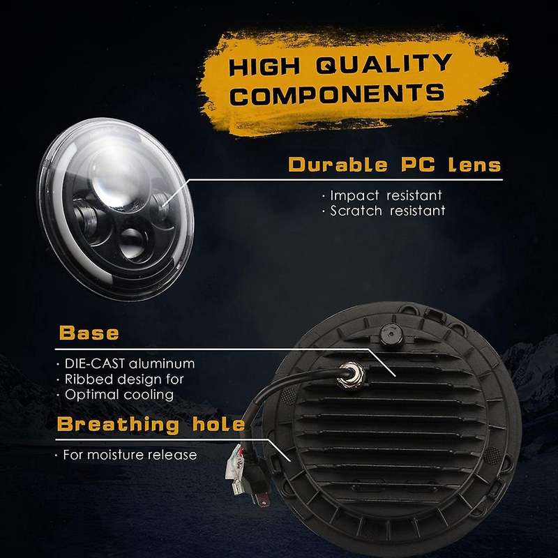 2x 7 Inch Led Headlights for Jeep Wrangler Jk Tj Cj Lj