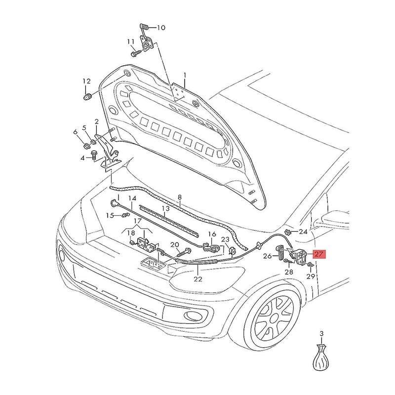 Car Hood Release Grip Handle & Bracket for- 5 6 B6 B7 CC Q3 UP 1K1823633B 1J1823533C