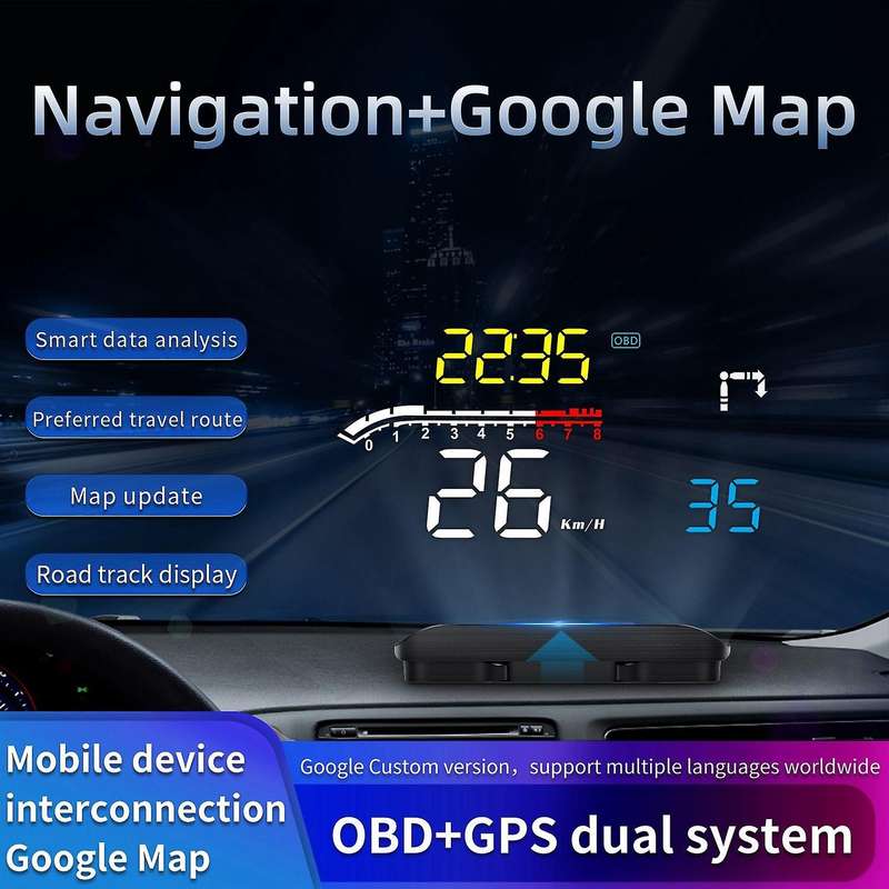 Car HUD Head Up Display OBD2 II EUOBD Overspeed Warning System Projector Windshield Auto Electronic