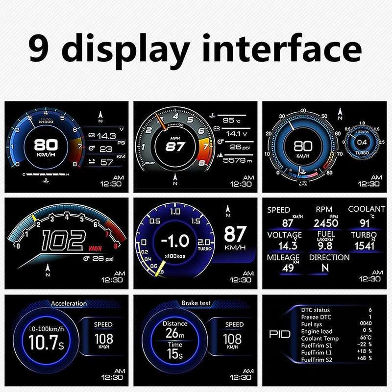 Car Hud Head Up Display Obd2 + Gps Dual Hd System Speedometer Digital Projection