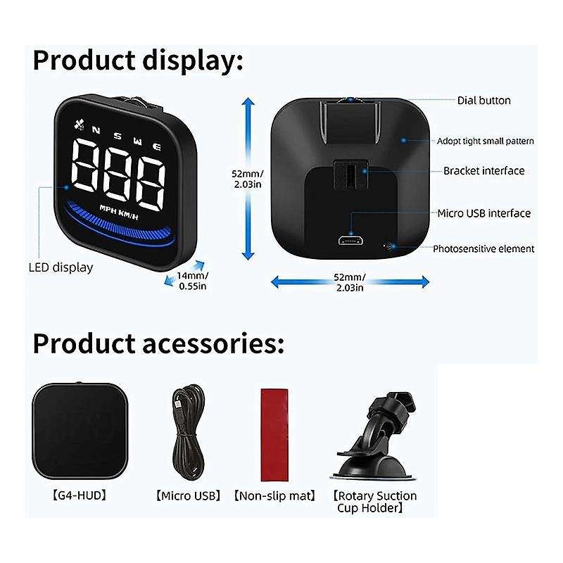 Car Hud with Speed , Digital Gps Speedometer ,fatigue Driving Reminder,overspeed Alarm Or All Vehicl