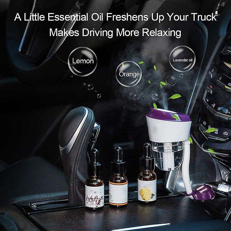 Car Humidifier with Dual USB Charger Adapter, Portable Auto Shut-Off Air Refresher for Vehicle