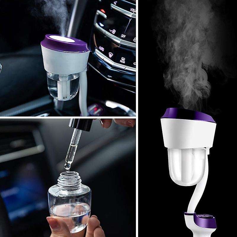 Car Humidifier with Dual USB Charger Adapter, Portable Auto Shut-Off Air Refresher for Vehicle