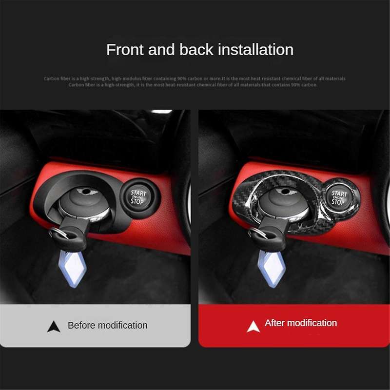 Car Ignition Switch Cover Trim Real Carbon Fiber Interior Sticker Replacement for R54 R56