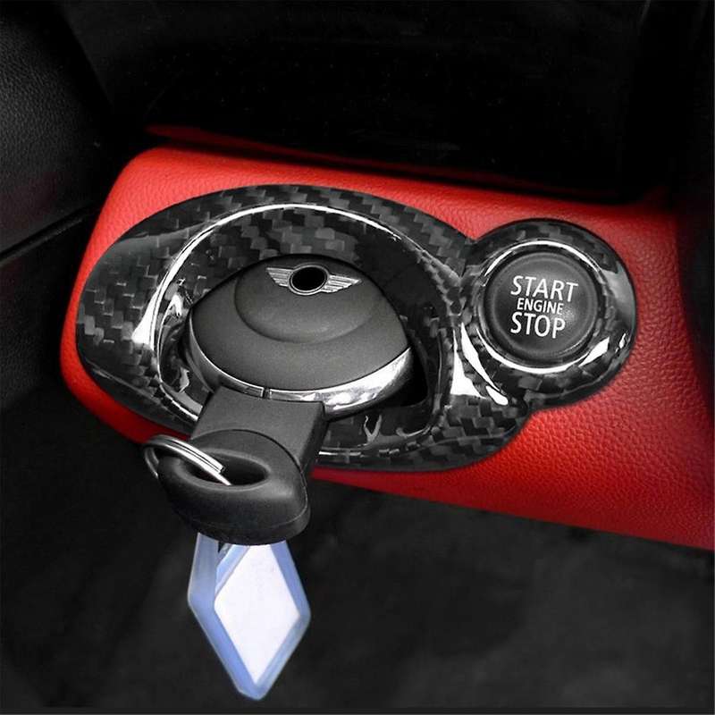Car Ignition Switch Cover Trim Real Carbon Fiber Interior Sticker Replacement for R54 R56