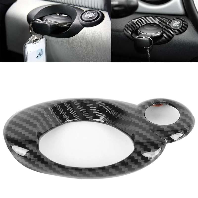 Car Ignition Switch Key Start Trim Sticker Carbon Fiber Pattern Interior for R54 R56