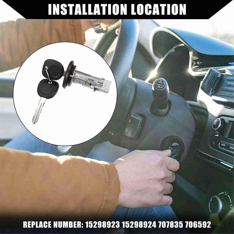 Car Ignition Switch Lock Cylinder Door Lock Kit with Keys 15298924 15034985L for 1500 2500 1999-2006