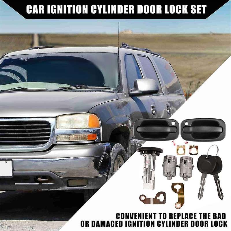 Car Ignition Switch Lock Cylinder Door Lock Kit with Keys 15298924 15034985L for 1500 2500 1999-2006