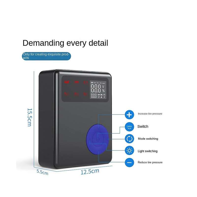 Car Inflatable Pump 5-in-1 Emergency Start Power Supply Portable Tire Inflatable Pump for Car Motor