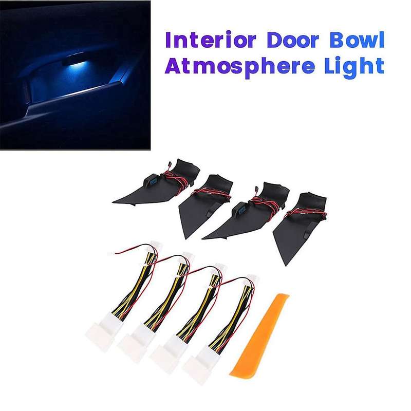 Car Inner Door Bowl Atmosphere Light for 2018-2023 Interior Door Handle Bowl Frame LED Ice Blue Lig