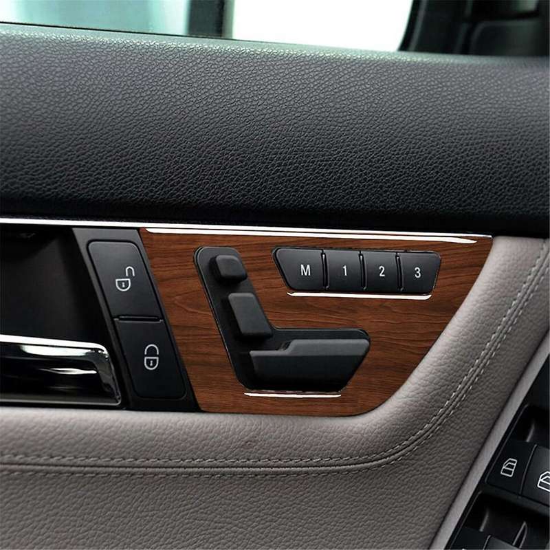 Car Inner Door Seat Adjustment Switch Cover Trim Wood Grain for C Class W204 2007-2013