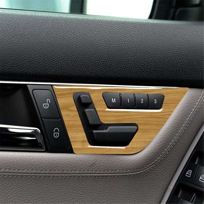 Car Inner Door Seat Adjustment Switch Cover Trim Yellow Wood Grain for C Class W204 2007-2013