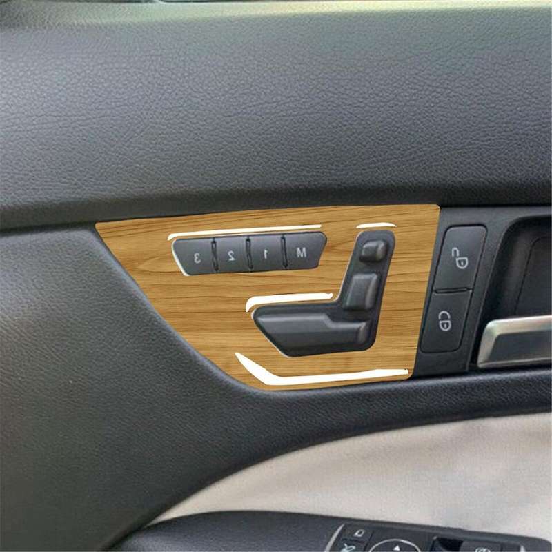 Car Inner Door Seat Adjustment Switch Cover Trim Yellow Wood Grain for C Class W204 2007-2013