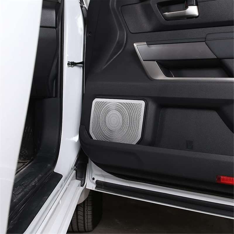 Car Inner Door Speaker Horn Cover Trim Kit for Sequoia 2022 2023 Stainless Steel Accessorise,Silver