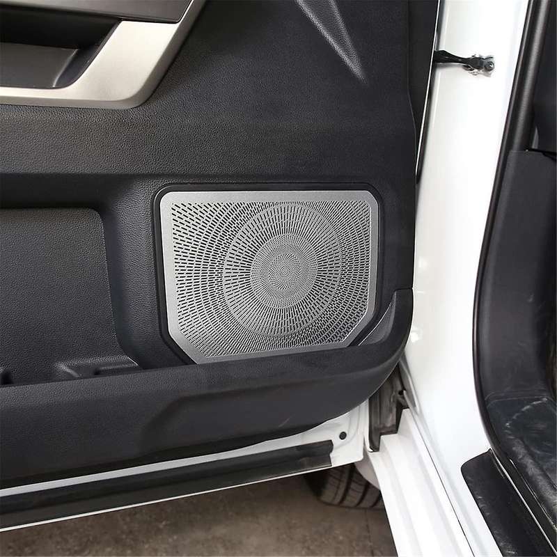 Car Inner Door Speaker Horn Cover Trim Kit for Sequoia 2022 2023 Stainless Steel Accessorise,Silver