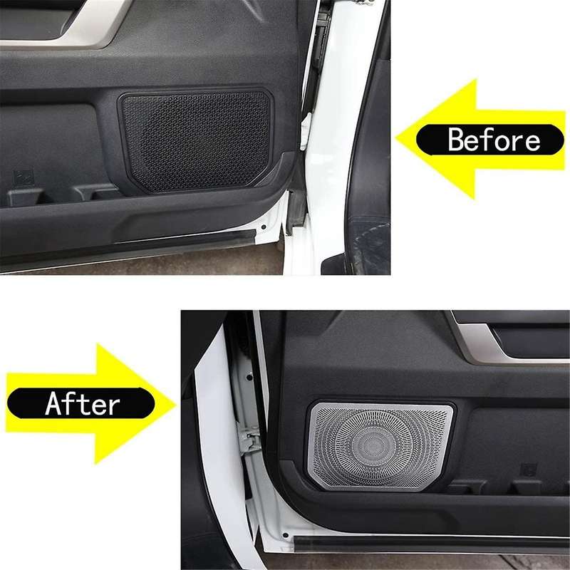 Car Inner Door Speaker Horn Cover Trim Kit for Sequoia 2022 2023 Stainless Steel Accessorise,Silver
