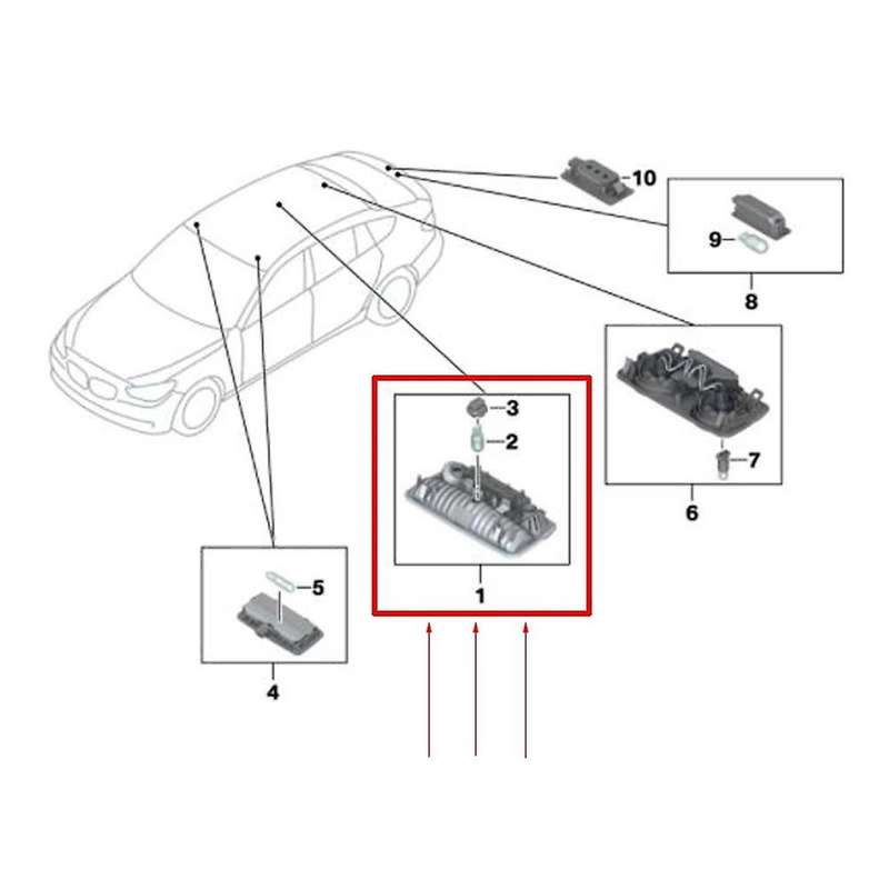 Car Inside Dome Light Rear Middle Reading Light for 5 7 SERIES F18 F11 F10 F07 F02 F04