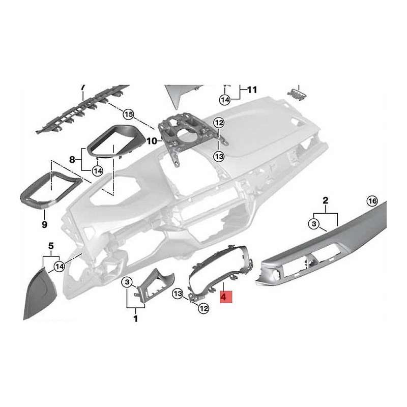 Car Instrument Frame Trim Panel 51459490718 for 5 Series G38 525li 530li 2020-2022 Dash Cover Plate