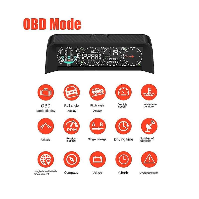 Car Intelligent Head-up Display Gps Obd Gradient Meter Car Digital Speedometer Intelligent Tilt Met