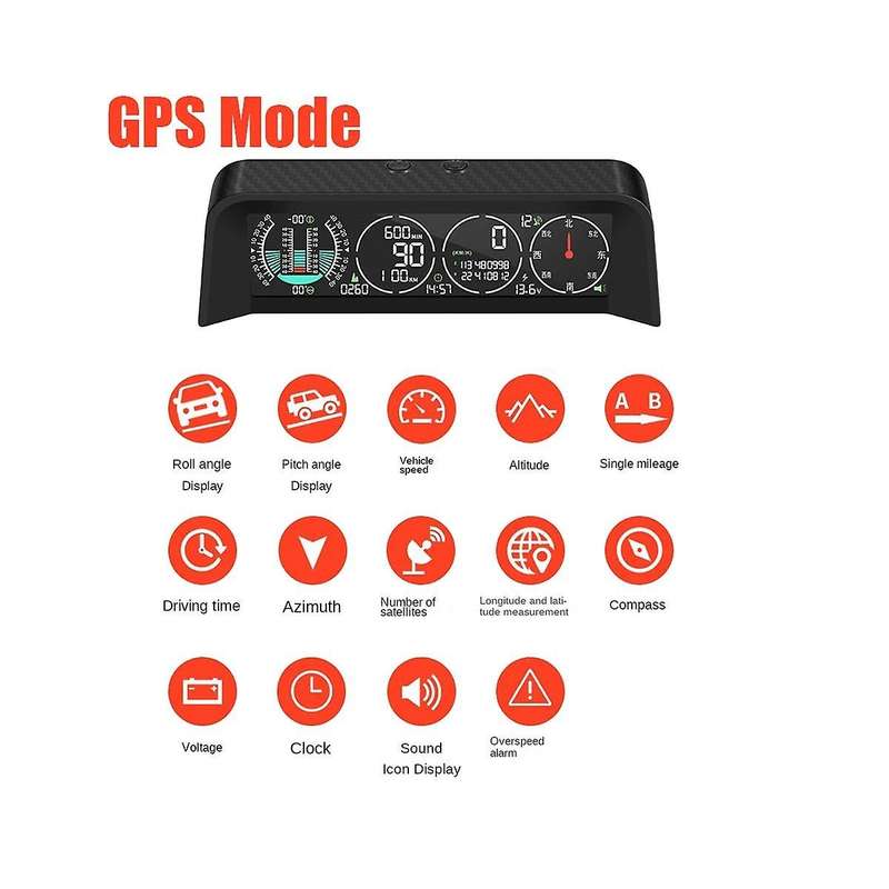 Car Intelligent Head-up Display Gps Obd Gradient Meter Car Digital Speedometer Intelligent Tilt Met