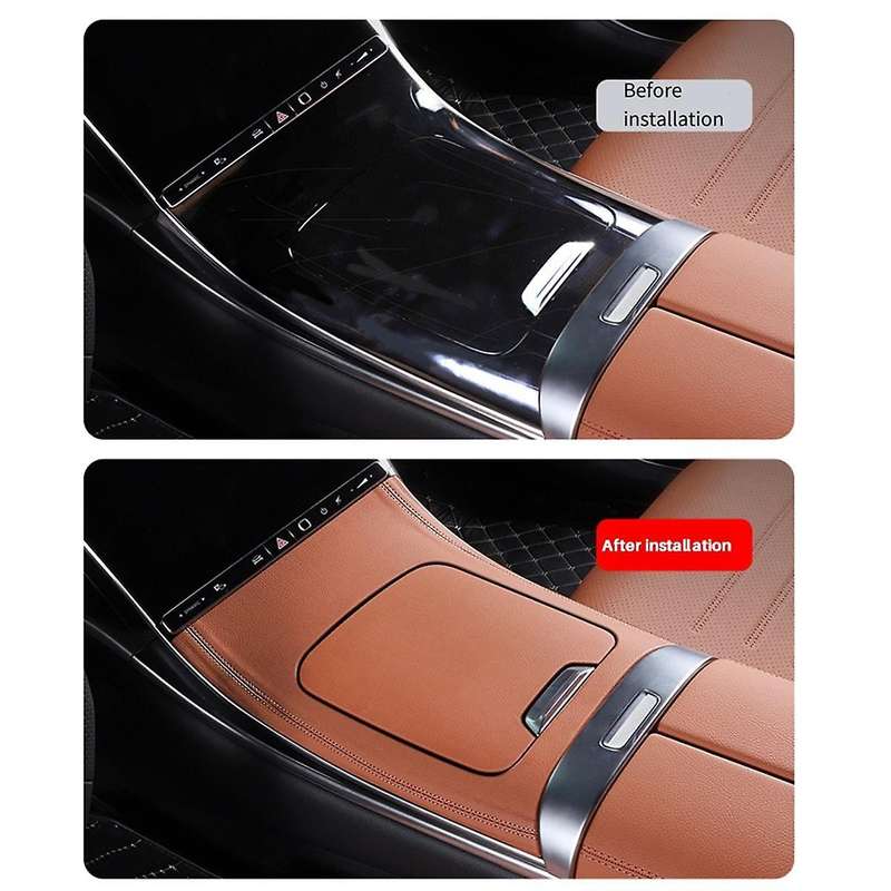 Car Interior Center Control Panel PU Pad Decorative Cover for GLC-Class X254 GLC300L 2023-2024,Black