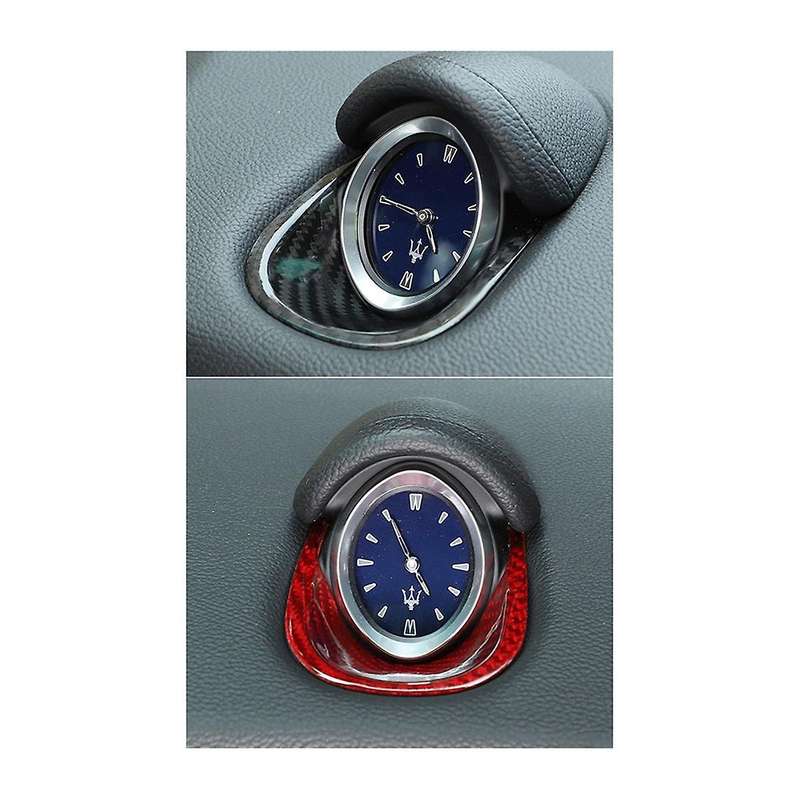 Car Interior Dashboard Clock Decoration Frame Carbon Fiber Modified Sticker for 2014-2021 Red