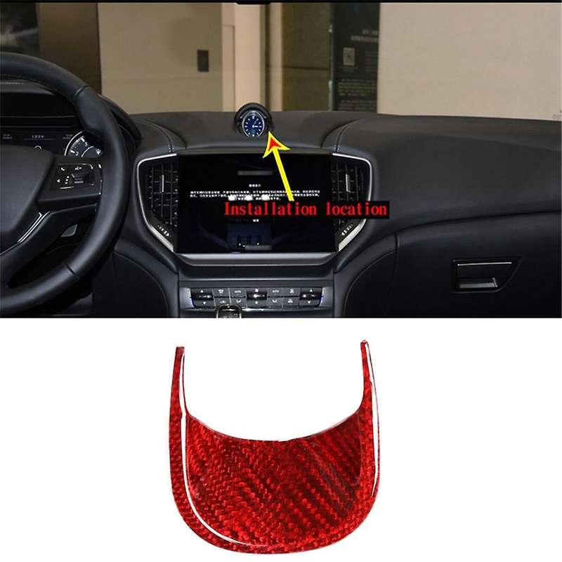 Car Interior Dashboard Clock Decoration Frame Carbon Fiber Modified Sticker for 2014-2021 Red