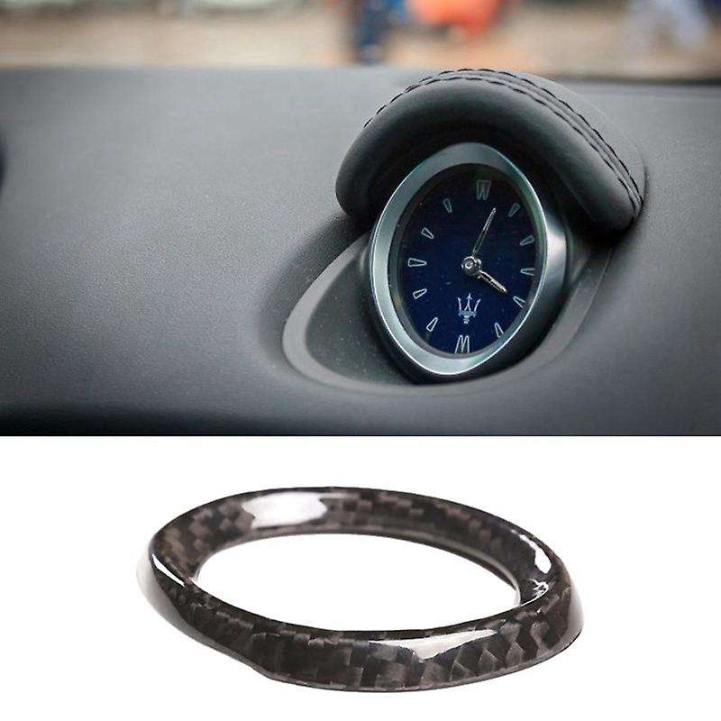 Car Interior Dashboard Clock Cover Decoration Frame Real Carbon Fiber Modified Sticker for 2014-2021