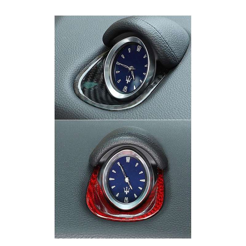 Car Interior Dashboard Clock Decoration Frame Carbon Fiber Modified Sticker for 2014-2021 Black